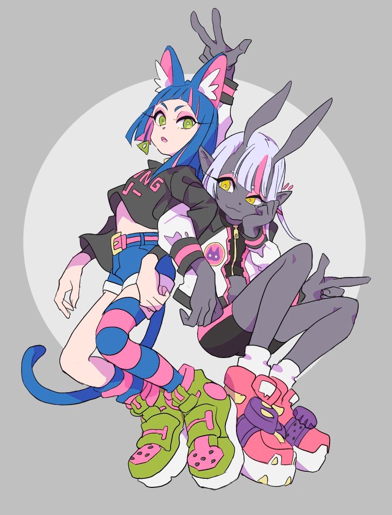 sammy and yuezu (kung-fu-piggy) drawn by momane