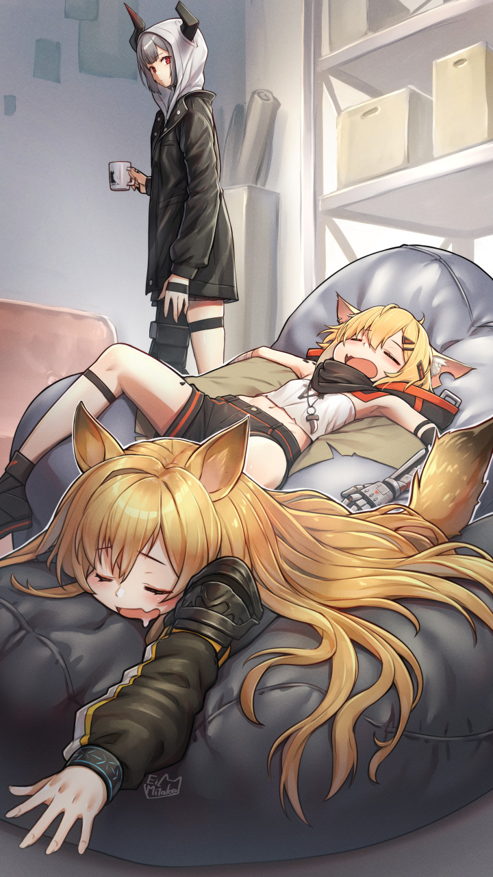 ceobe, vermeil, and vulcan (arknights) drawn by mitake_eil