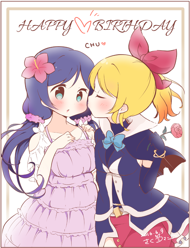 tojo nozomi and ayase eli (love live! and 1 more) drawn by saku_usako_(rabbit)