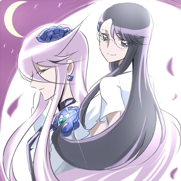 tsukikage yuri and cure moonlight (precure and 1 more) drawn by tsukikage_oyama