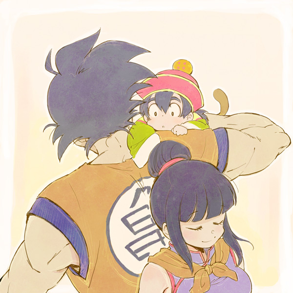 son goku, son gohan, and chi-chi (dragon ball and 1 more) drawn by mukamo_(inujita)