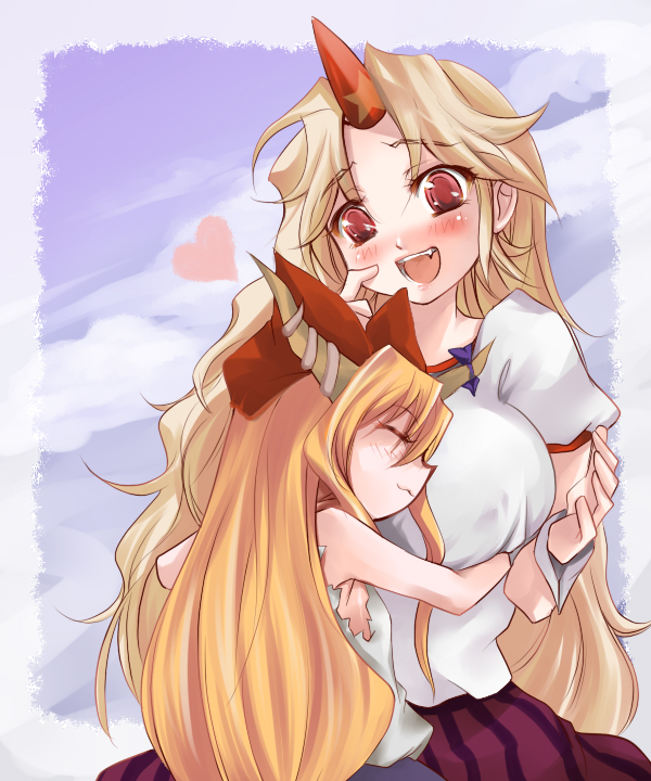 ibuki suika and hoshiguma yuugi (touhou) drawn by atoshi