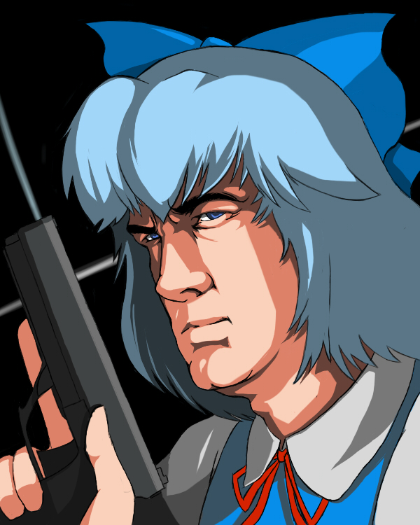 cirno and steven seagal (touhou) drawn by abiko_zyozi