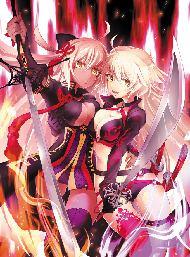 jeanne d'arc alter, okita souji, and okita souji alter (fate and 1 more) drawn by noriccho!