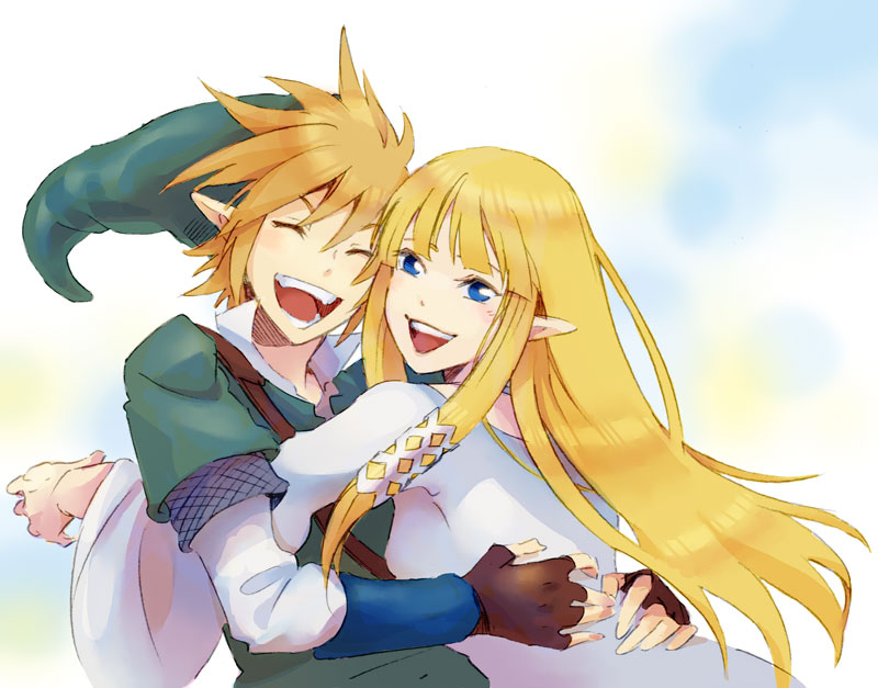 link and princess zelda (the legend of zelda and 1 more) drawn by aiya_kyuu