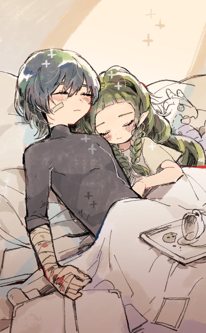 male byleth and sothis (fire emblem and 1 more) drawn by friedbirdchips