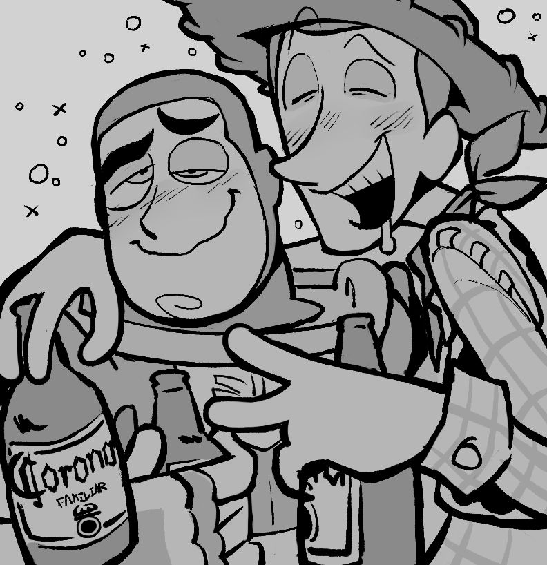 sheriff woody and buzz lightyear (toy story) drawn by draculoid
