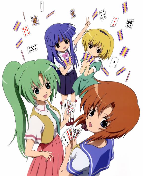 furude rika, ryuuguu rena, houjou satoko, and sonozaki mion (higurashi no naku koro ni) drawn by sakai_kyuuta
