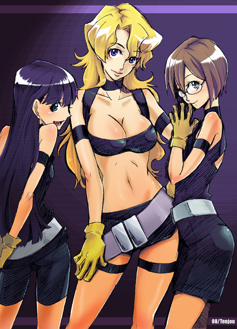 kiyal bachika, kinon bachika, and kiyoh bachika (tengen toppa gurren lagann) drawn by noritake