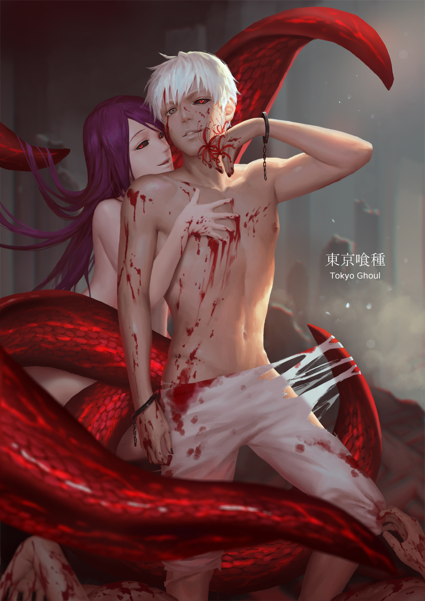 kaneki ken and kamishiro rize (tokyo ghoul) drawn by penguin_frontier