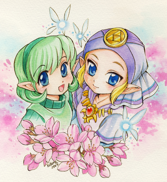 princess zelda, saria, and young zelda (the legend of zelda and 1 more) drawn by sagawa_yumeko