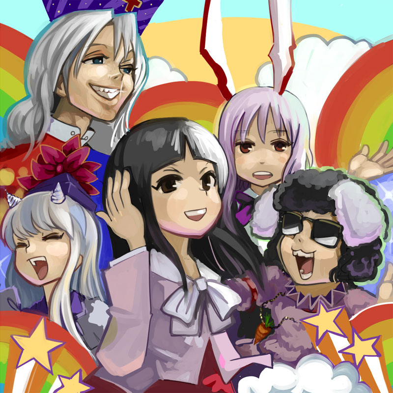 reisen udongein inaba, kamishirasawa keine, houraisan kaguya, inaba tewi, and yagokoro eirin (touhou) drawn by maku_(wasabishock)