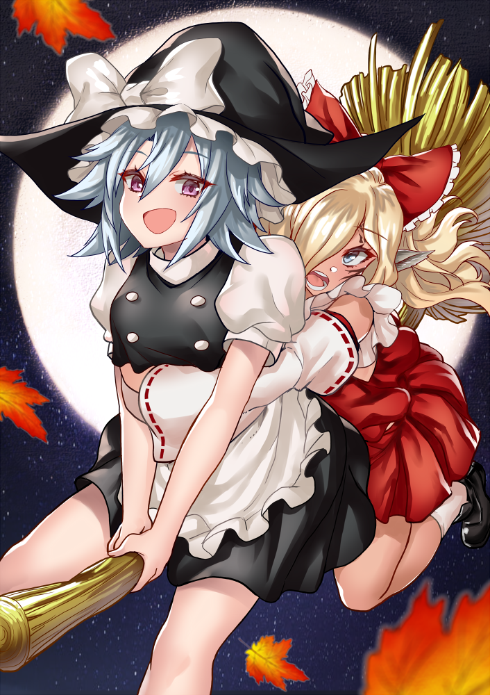 hakurei reimu, kirisame marisa, and celica (original and 3 more) drawn by kaorihero