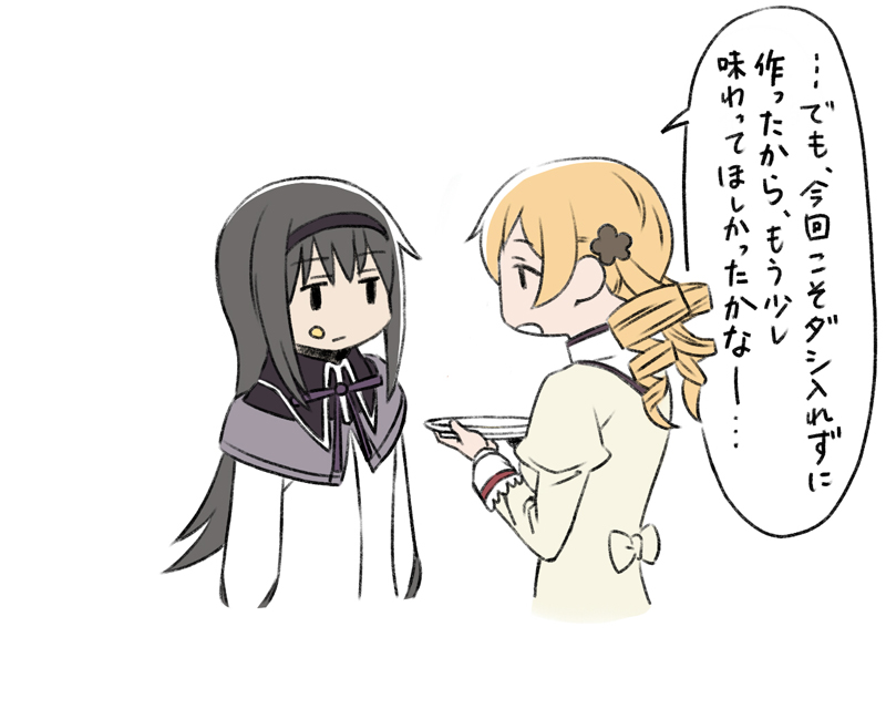 akemi homura and tomoe mami (mahou shoujo madoka magica) drawn by oda_takayuki