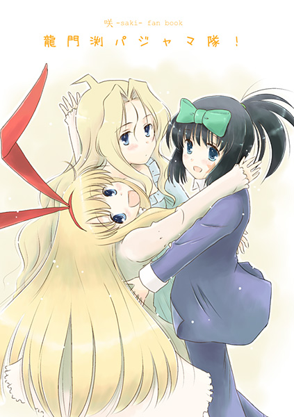 amae koromo, kunihiro hajime, and ryuumonbuchi touka (saki) drawn by takahashi_mugi