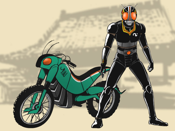 kamen rider black and battle hopper (kamen rider and 1 more) drawn by nippori_honsha