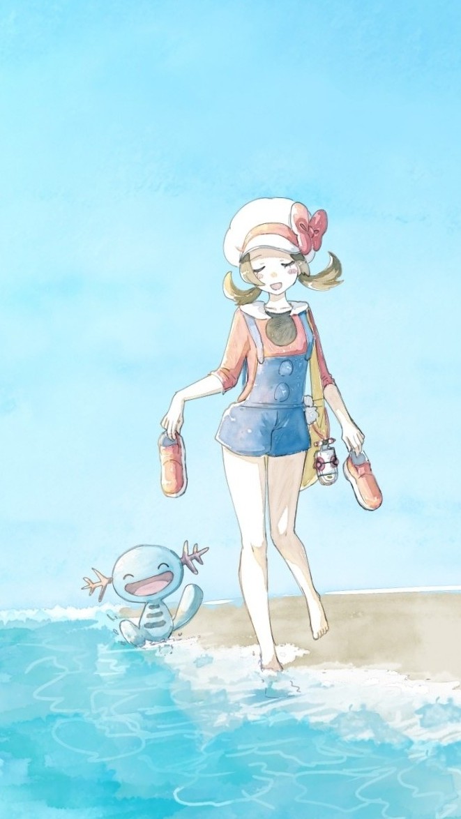 lyra and wooper (pokemon and 1 more) drawn by asuka_rkgk