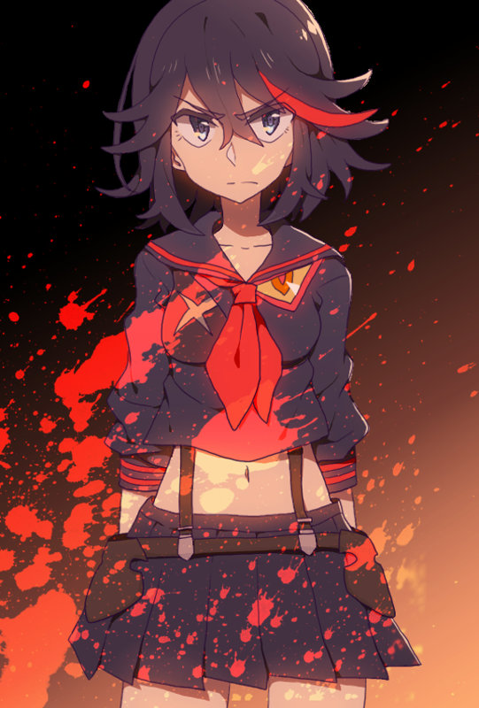 matoi ryuuko and senketsu (kill la kill) drawn by marueri