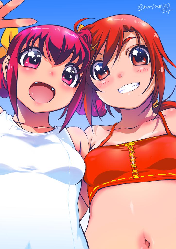 hino akane and hoshizora miyuki (precure and 1 more) drawn by inoue_sora