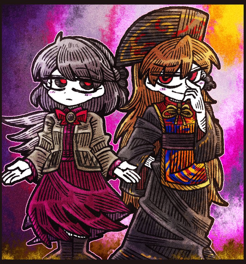 junko and kishin sagume (touhou) drawn by suenari_(peace)