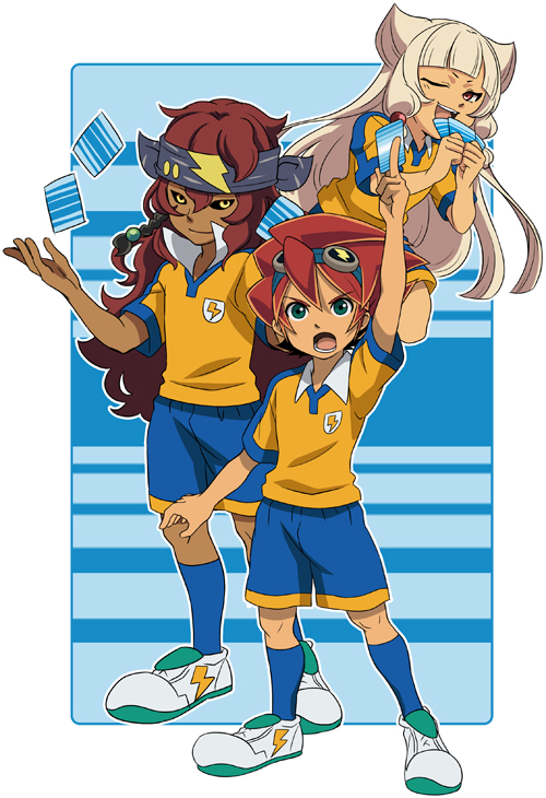sugoi atari, kadotsuka temina, and inagaki reia (inazuma eleven and 2 more) drawn by saisou_(2ndere)