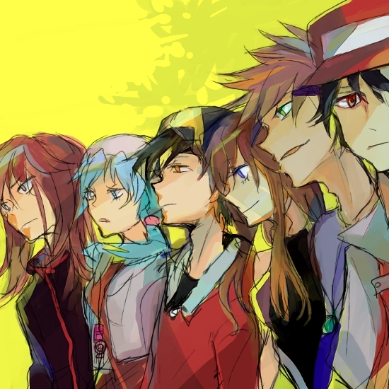red, ethan, blue oak, silver, kris, and 1 more (pokemon and 2 more) drawn by muku0615