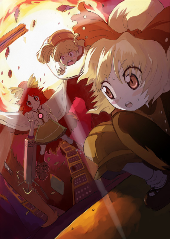 reiuji utsuho, kurodani yamame, and kisume (touhou) drawn by syope