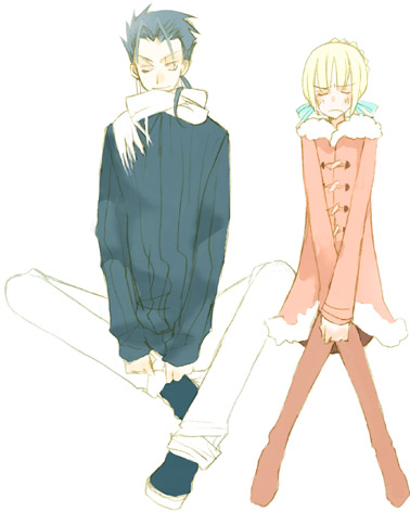 artoria pendragon, saber, and cu chulainn (fate and 1 more) drawn by matsuzaki