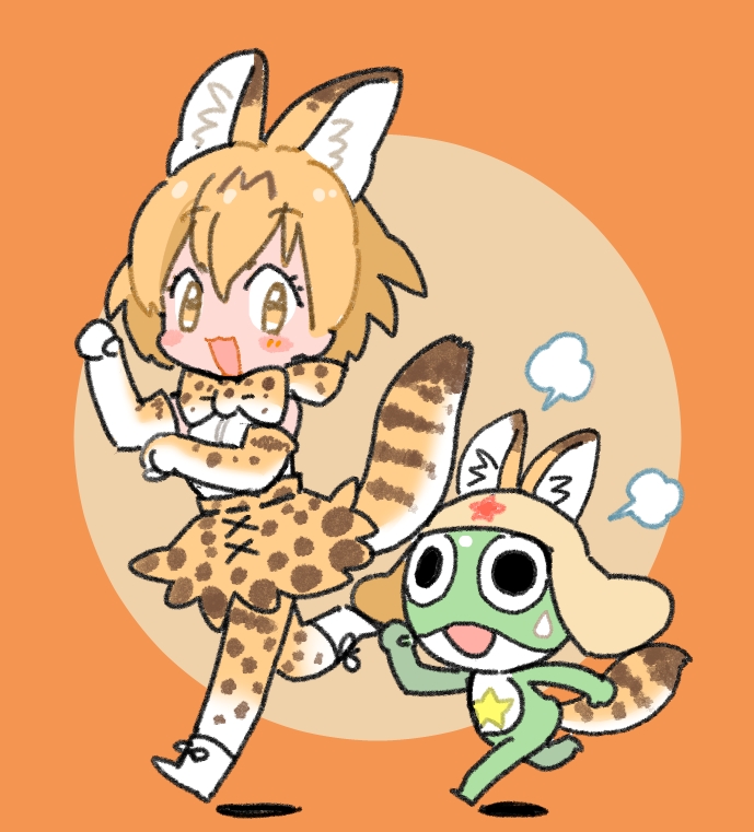 serval and keroro (kemono friends and 1 more) drawn by katagiri_atsuko