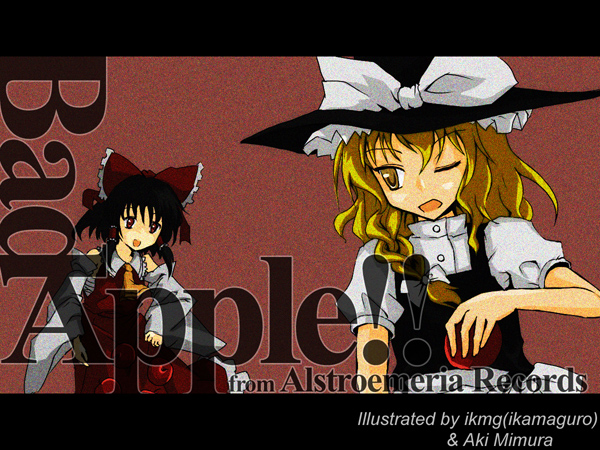 hakurei reimu and kirisame marisa (touhou) drawn by ikamagu