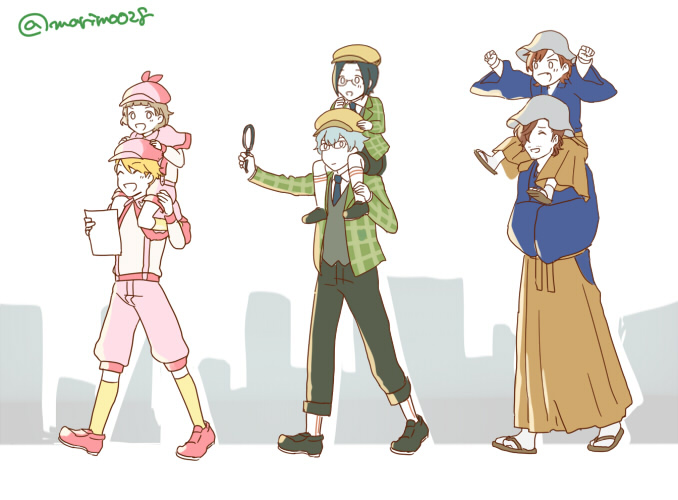 himeno kanon, maita rui, tachibana shiro, okamura nao, yamashita jiro, and 1 more (idolmaster and 1 more) drawn by motarou_(azarasi0428)