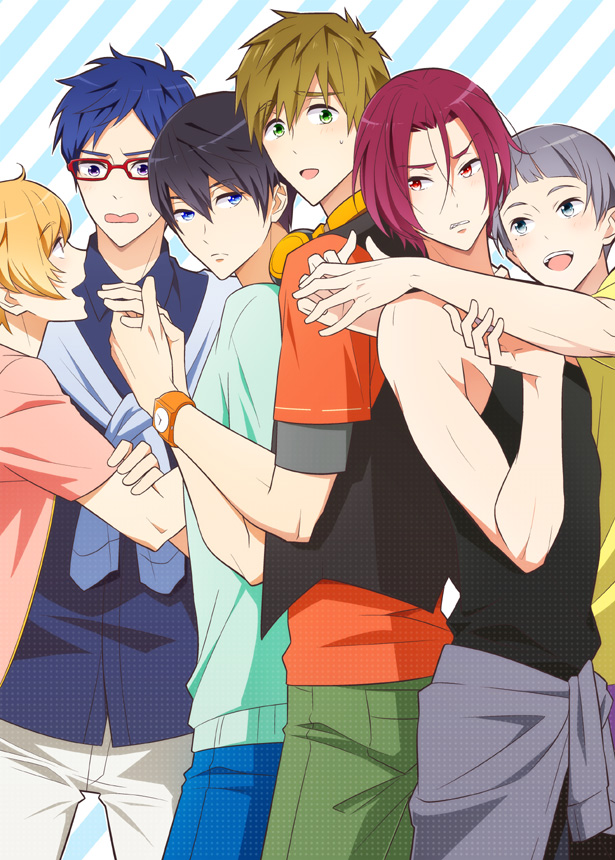 tachibana makoto, nanase haruka, matsuoka rin, hazuki nagisa, ryuugazaki rei, and 1 more (free!) drawn by oshidorio