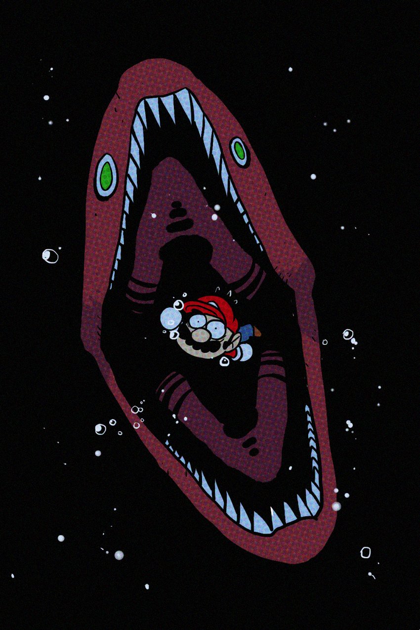 mario and maw-ray (mario and 1 more) drawn by rariatto_(ganguri)