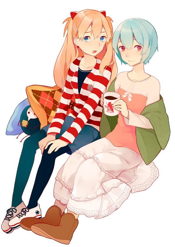 souryuu asuka langley, ayanami rei, and sachiel (neon genesis evangelion) drawn by fen_renlei