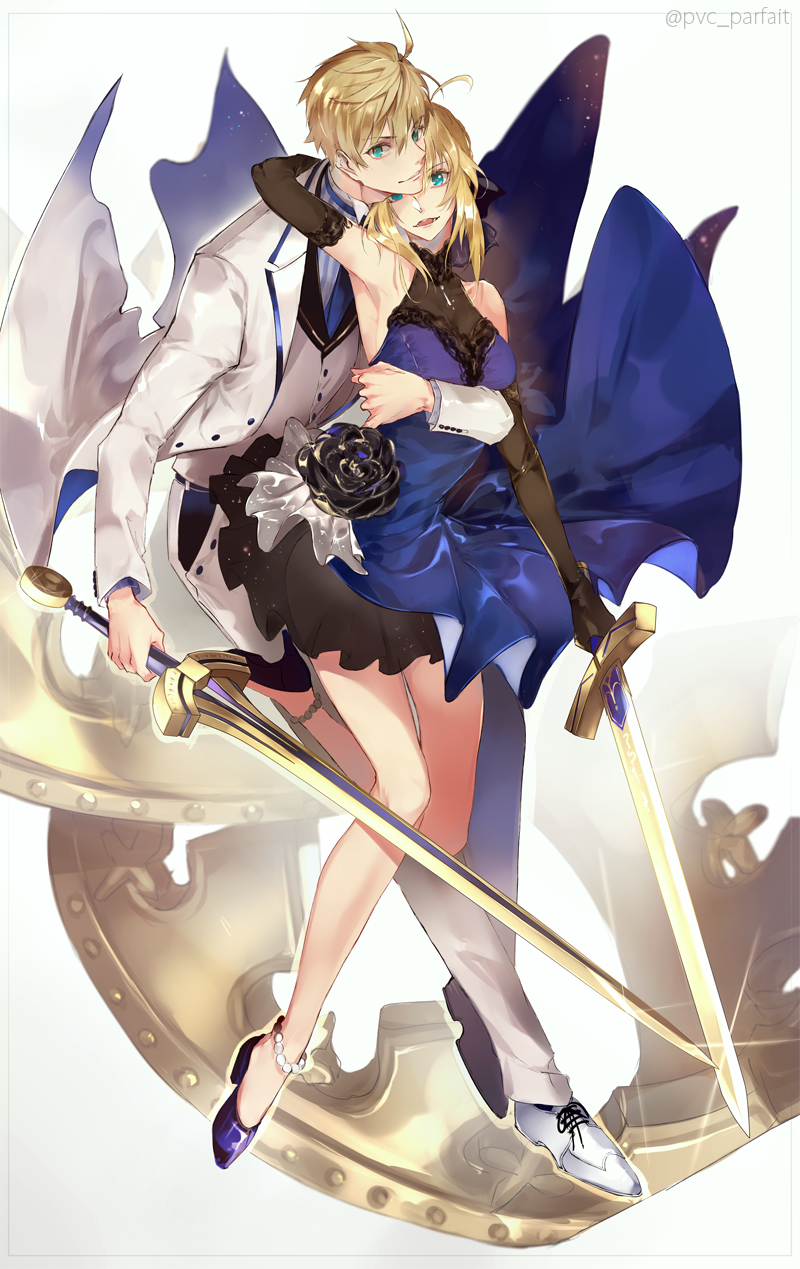 artoria pendragon, saber, and arthur pendragon (fate and 5 more) drawn by pvc_parfait