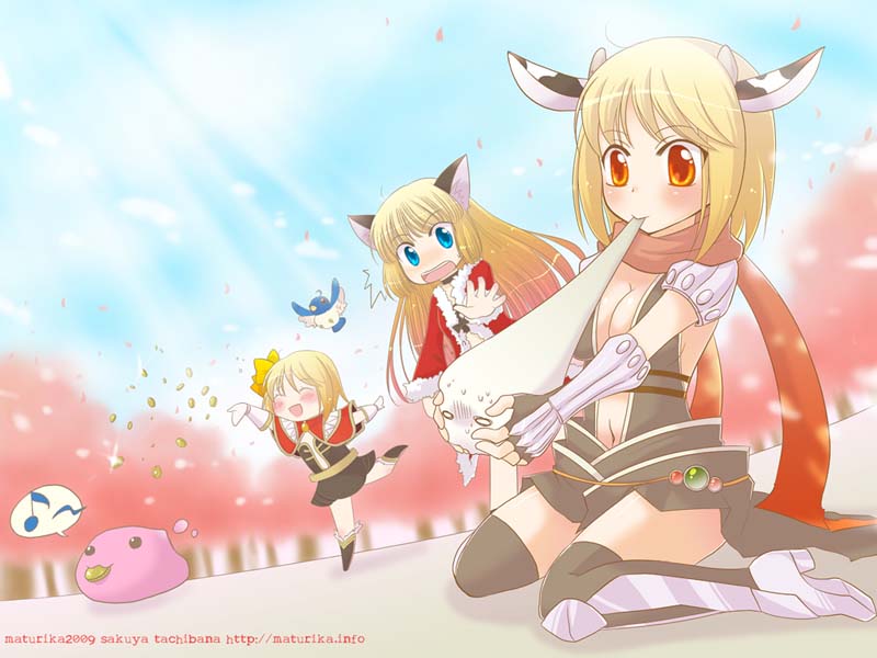 poring, assassin cross, creator, rogue, and filir (ragnarok online) drawn by tachibana_sakuya_(matsurika)