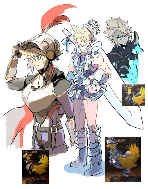 cloud strife and moogle (final fantasy and 3 more) drawn by wxz