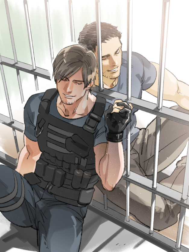leon s. kennedy and chris redfield (resident evil and 1 more) drawn by tatsumi_(psmhbpiuczn)