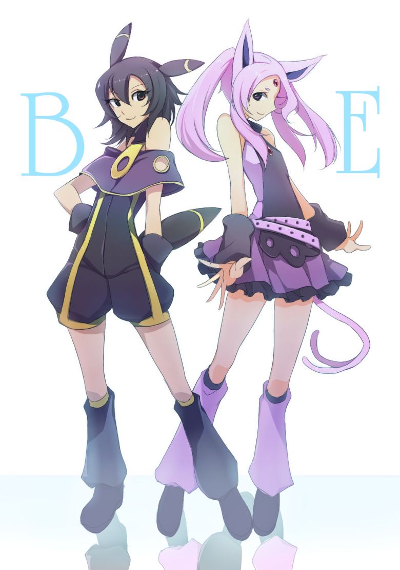 umbreon and espeon (pokemon) drawn by wadani_hitonori