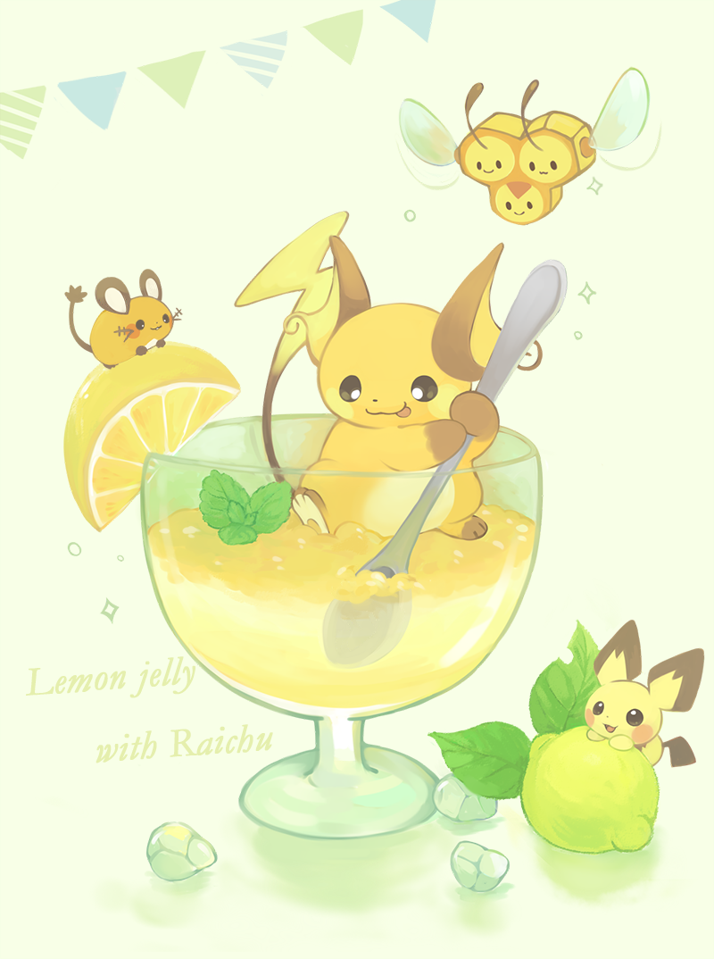 pichu, raichu, dedenne, and combee (pokemon) drawn by konanbo