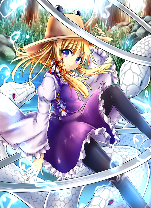 moriya suwako and mishaguji (touhou) drawn by fuepo
