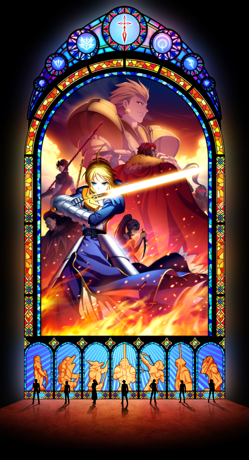 artoria pendragon, saber, gilgamesh, kotomine kirei, iskandar, and 18 more (fate and 1 more) drawn by diamond_dust_(omega)