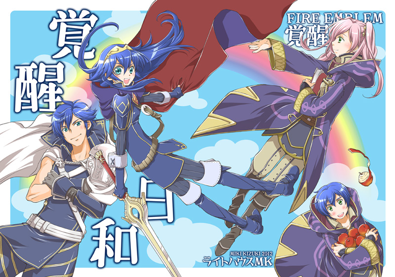 lucina, female robin, chrom, and male morgan (fire emblem and 1 more) drawn by kizuki_miki