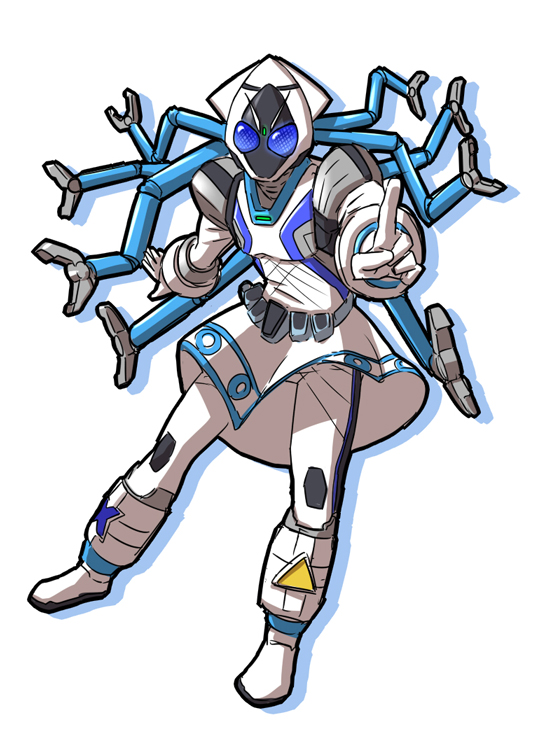 ikamusume and kamen rider fourze (kamen rider and 2 more) drawn by sukekiyo56