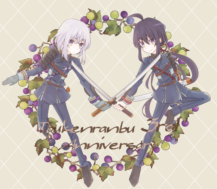 namazuo toushirou and honebami toushirou (touken ranbu) drawn by l_a_n_a