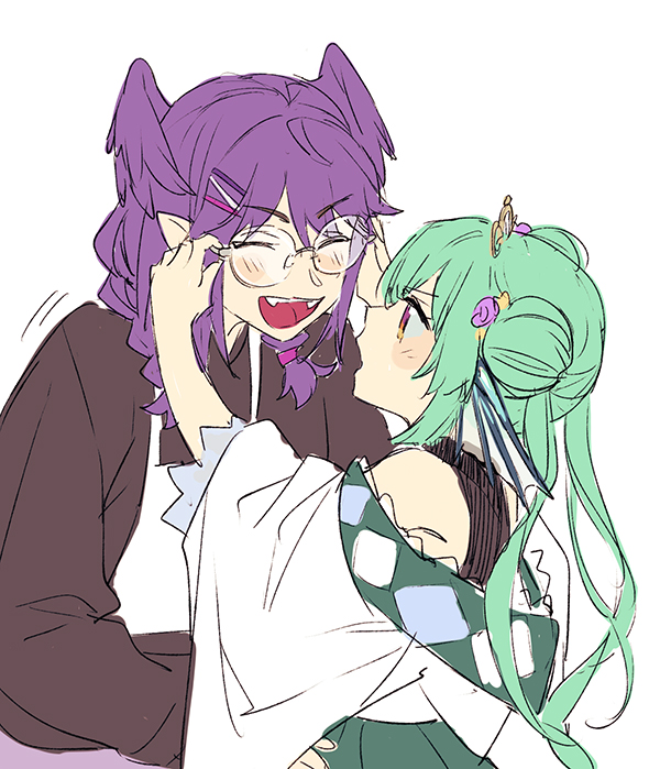 selen tatsuki and finana ryugu (nijisanji and 1 more) drawn by soramame_(corndog)