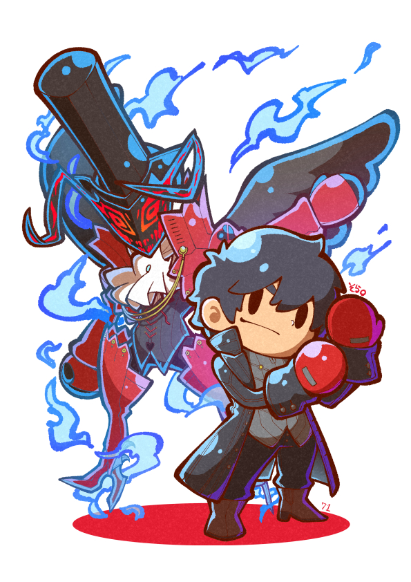 amamiya ren and arsene (persona and 2 more) drawn by 04sora40