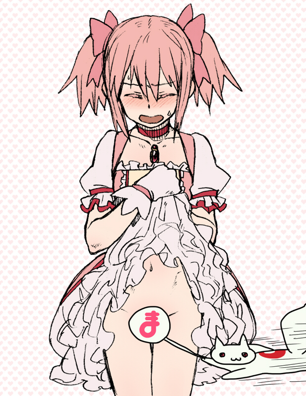 kaname madoka and kyubey (mahou shoujo madoka magica) drawn by torinone