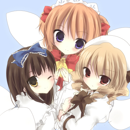 star sapphire, luna child, and sunny milk (touhou) drawn by kokonidarekairu