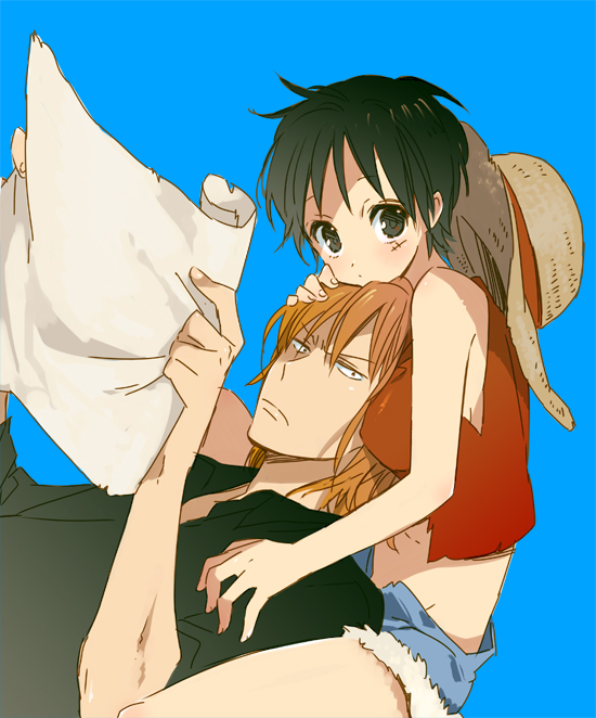 nami and luffyko (one piece) drawn by zekkyou_(h9s9)